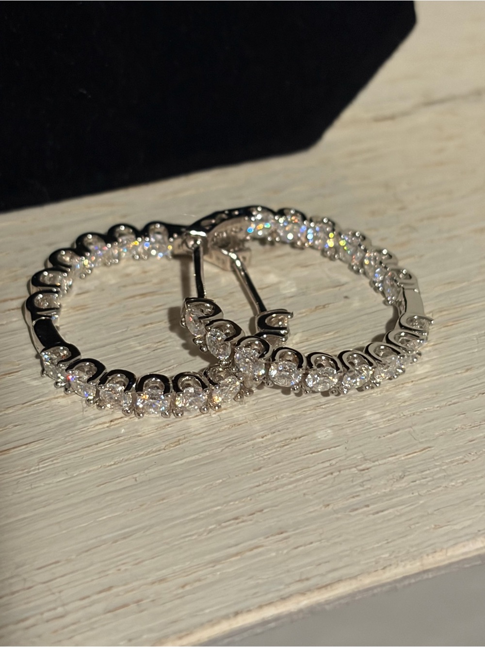 925 SS Moissanite Inside Outside Hoop Earrings Macy’s